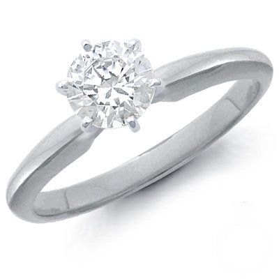 CLASSIC 6-PRONG GENUINE DIAMOND SOLITAIRE PLATINUM RING- 1.00CT.